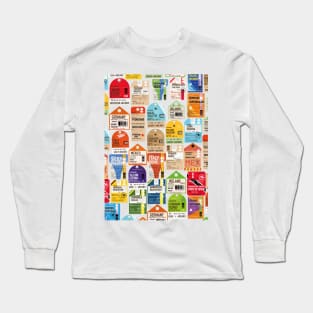 Vintage travel tickets pattern Long Sleeve T-Shirt